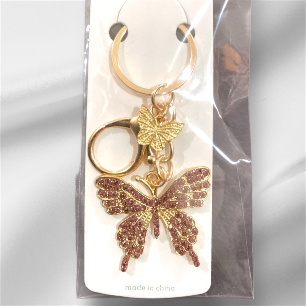 Mint Butterfly Keychain with Purple and Gold